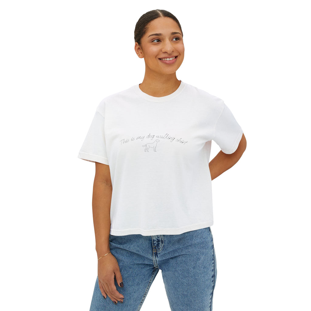 "This is my dog walking shirt" Comfort Colors Boxy Tee — Minimal Graphic