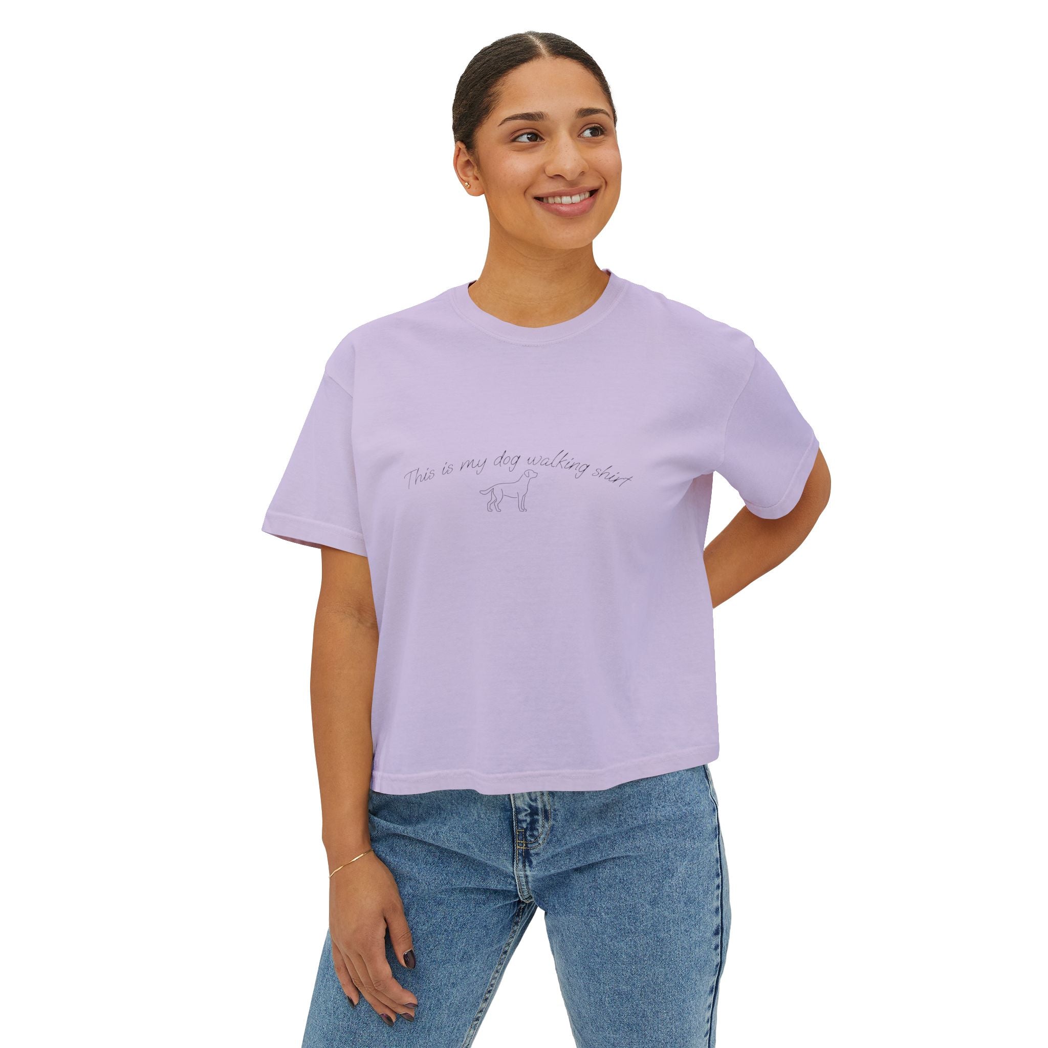 "This is my dog walking shirt" Comfort Colors Boxy Tee — Minimal Graphic
