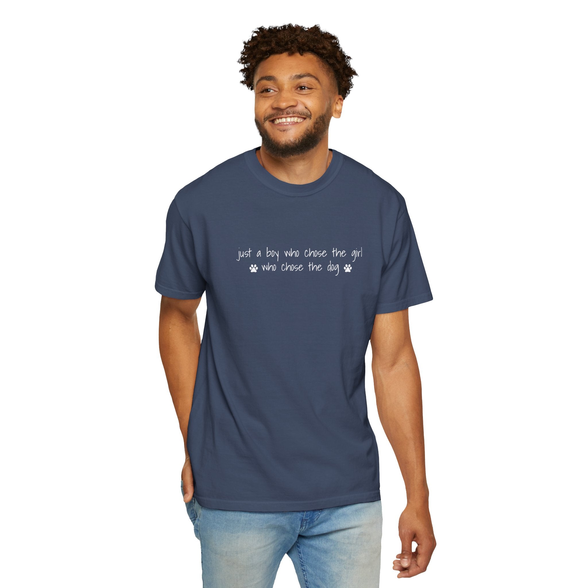 Childfree Dog Lover "just a boy who chose the girl who chose the dog" T-Shirt