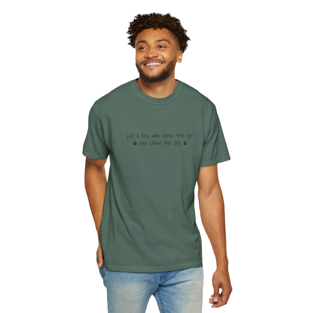 Childfree Dog Lover "just a boy who chose the girl who chose the dog" T-Shirt