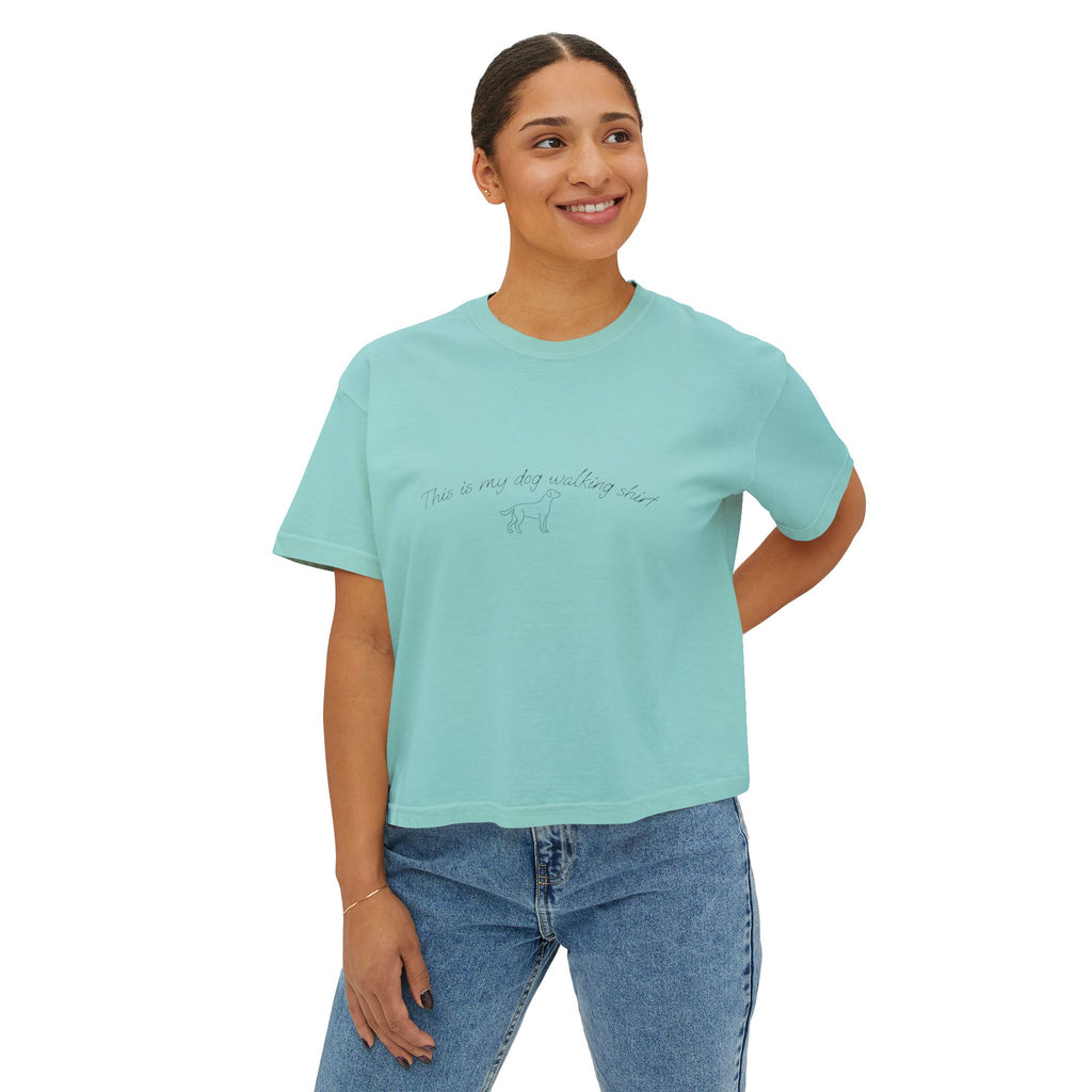 "This is my dog walking shirt" Comfort Colors Boxy Tee — Minimal Graphic